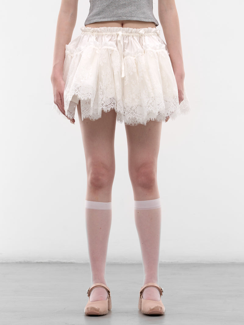 Lace Ruched Mini Tutu Skirt (SS2600SK16-WHITE)