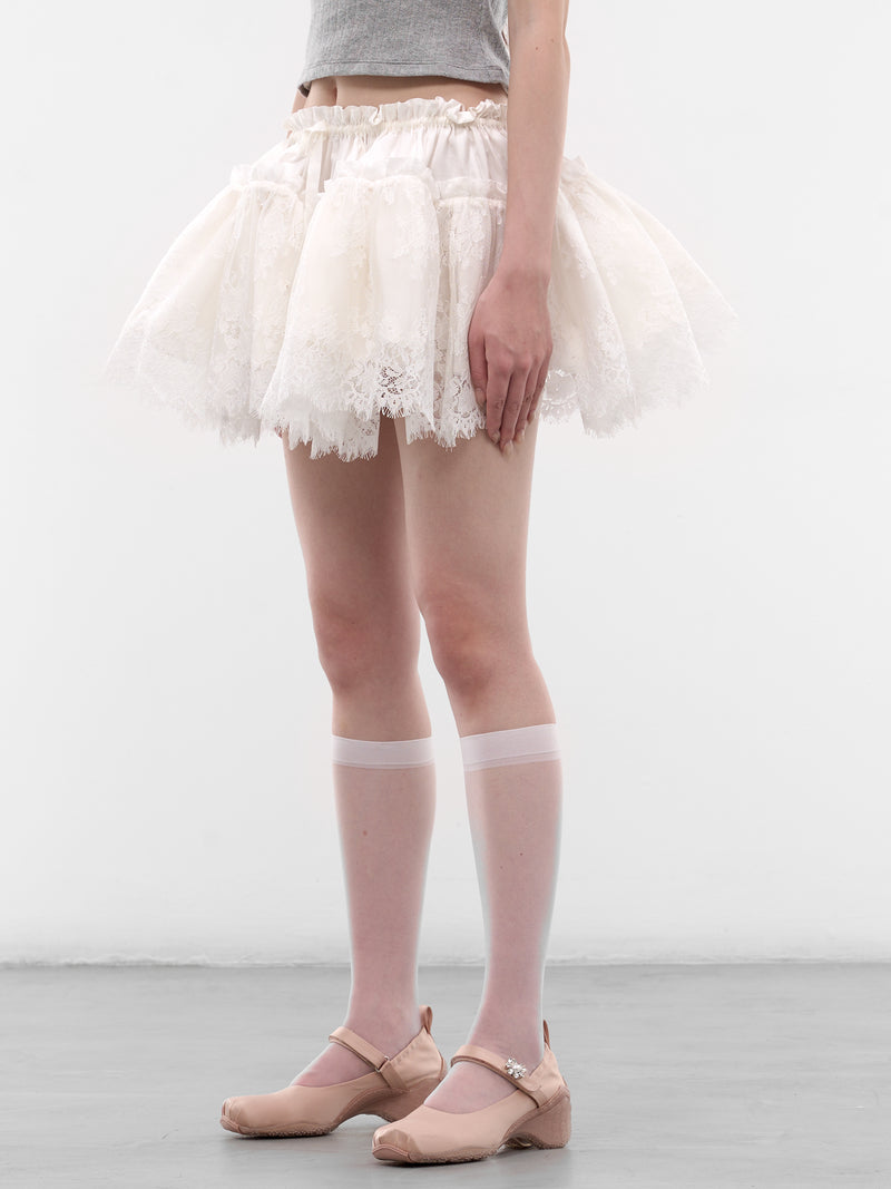 Lace Ruched Mini Tutu Skirt (SS2600SK16-WHITE)