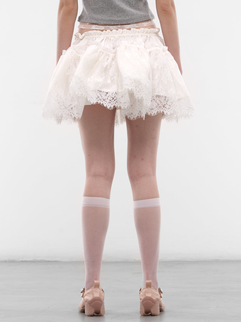 Lace Ruched Mini Tutu Skirt (SS2600SK16-WHITE)