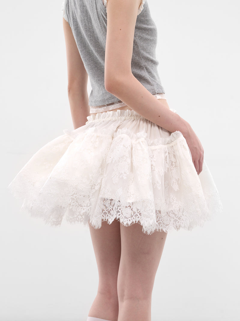 Lace Ruched Mini Tutu Skirt (SS2600SK16-WHITE)