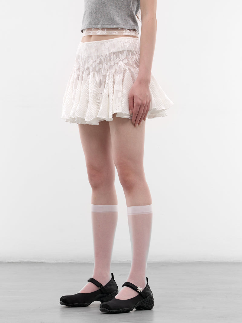 White Floral Jacquard Flare Skirt (SS2600SK20-WHITE)