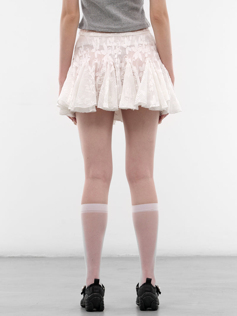 White Floral Jacquard Flare Skirt (SS2600SK20-WHITE)