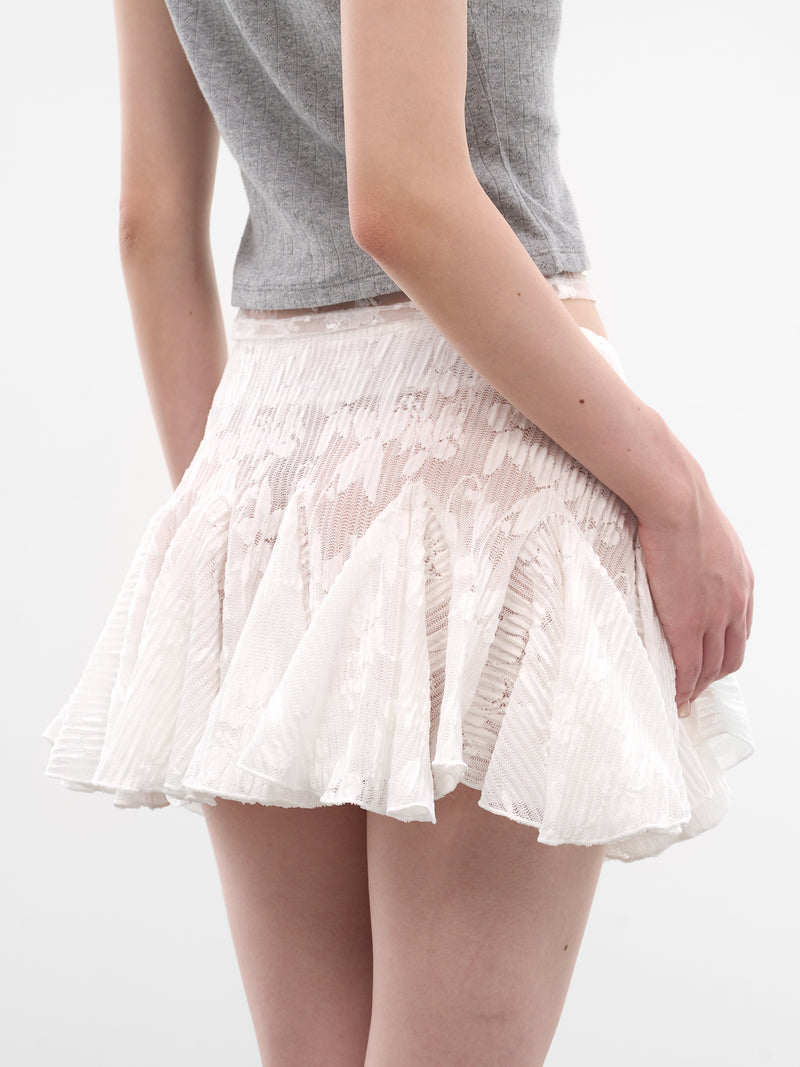 White Floral Jacquard Flare Skirt (SS2600SK20-WHITE)