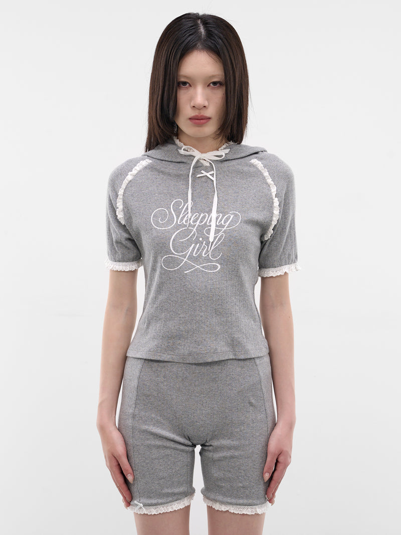Sleeping Girl Pointelle Lace Hoodie (SS2600T06-GREY)