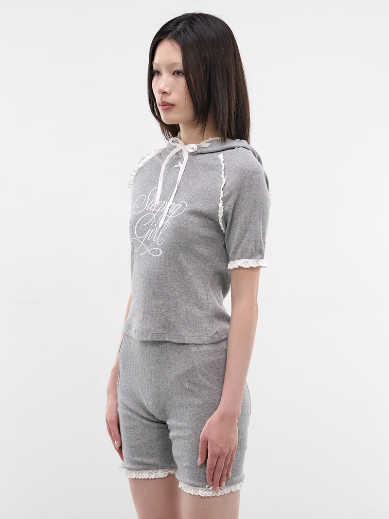 Sleeping Girl Pointelle Lace Hoodie (SS2600T06-GREY)