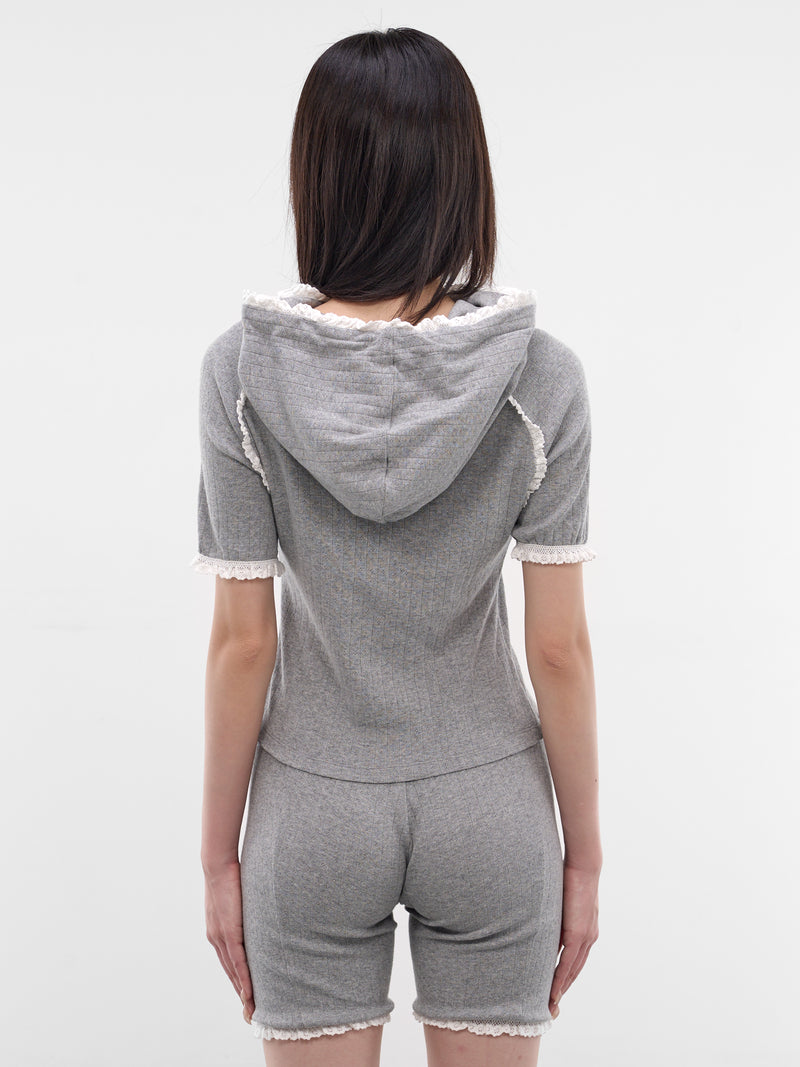 Sleeping Girl Pointelle Lace Hoodie (SS2600T06-GREY)