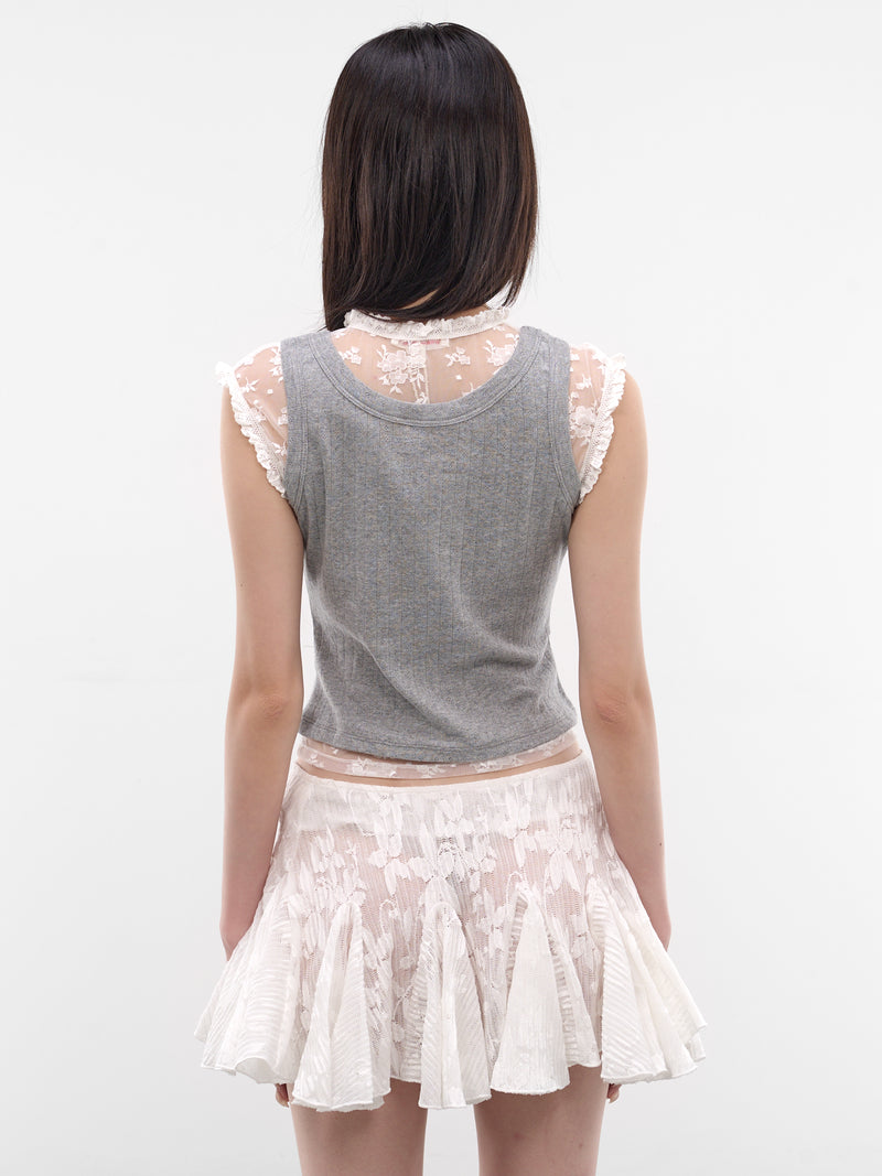Gray Pointelle Lace Trim Tank (SS2600T08GY-GREY)