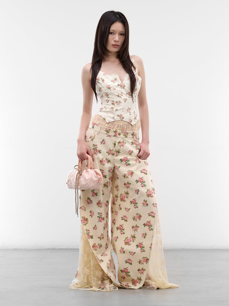 Rose Print Overlay Lace Trousers (SS2600TR04-ROSE-PRINT)