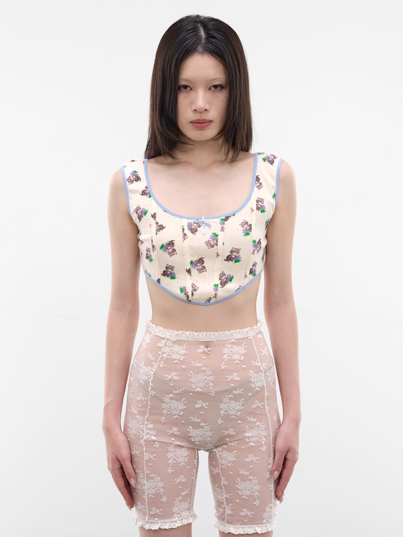 Purr Kitty Print Corset Top (SS2600T17-KITTY-PRINT)