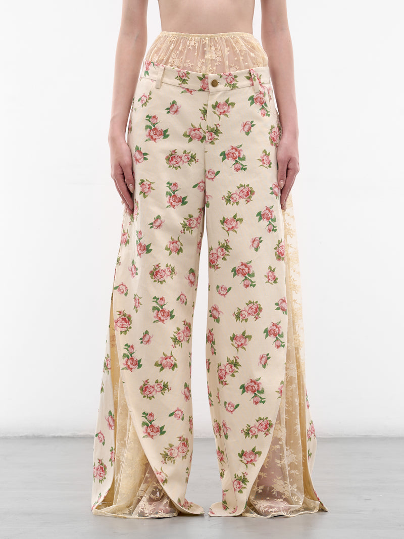 Rose Print Overlay Lace Trousers (SS2600TR04-ROSE-PRINT)