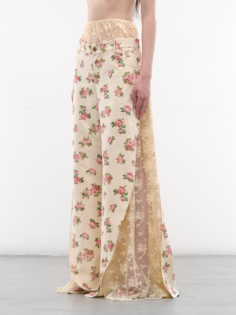 Rose Print Overlay Lace Trousers (SS2600TR04-ROSE-PRINT)