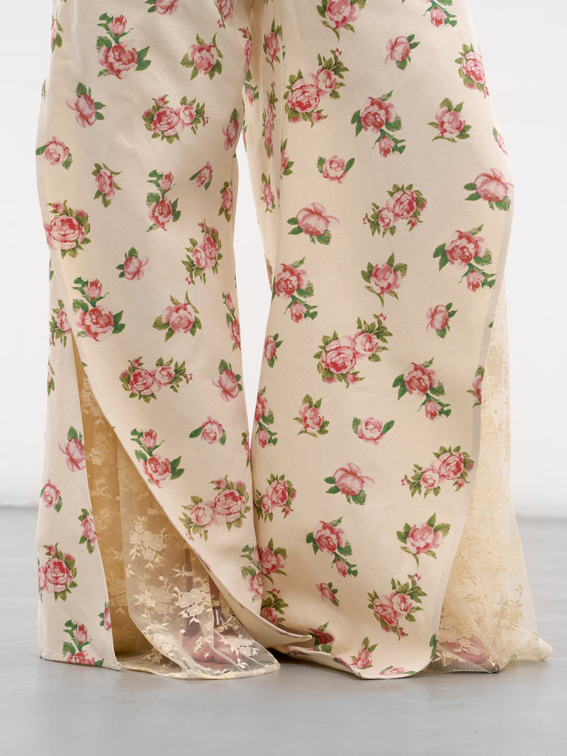 Rose Print Overlay Lace Trousers (SS2600TR04-ROSE-PRINT)