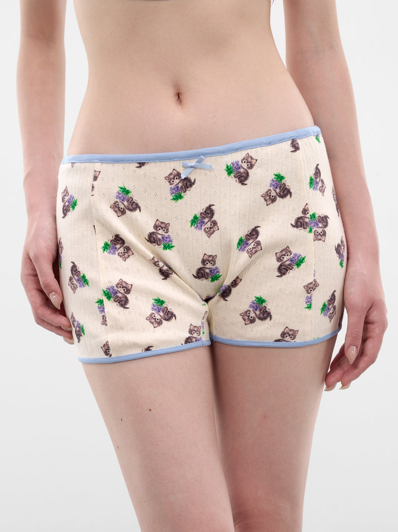 Purr Kitty Print Bow Shorts (SS2600TR07-KITTY-PRINT)