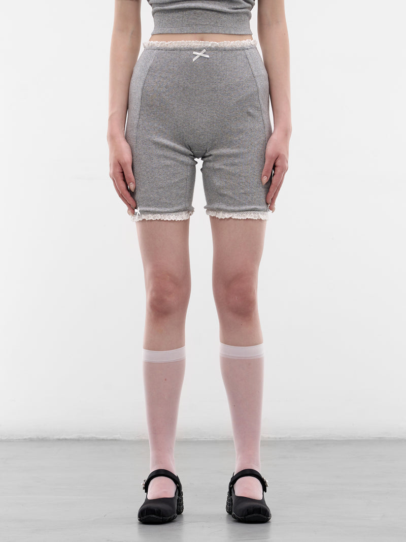 Gray Pointelle Lace Mini Shorts (SS2600TR11-GREY)