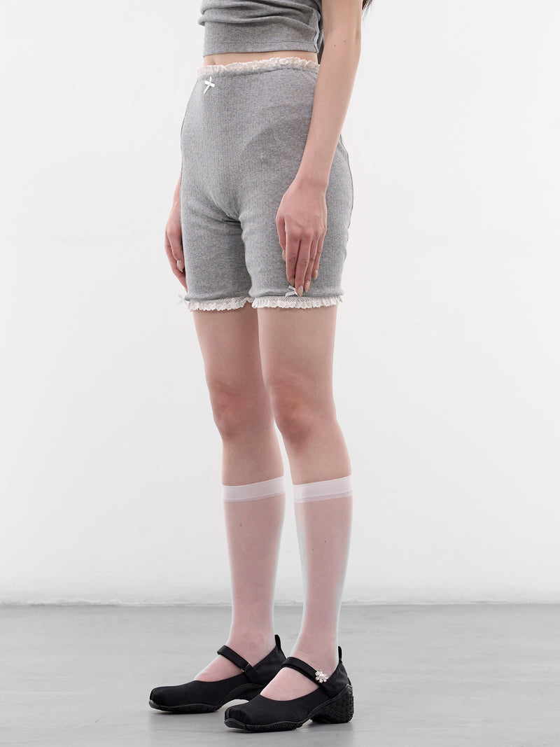 Gray Pointelle Lace Mini Shorts (SS2600TR11-GREY)