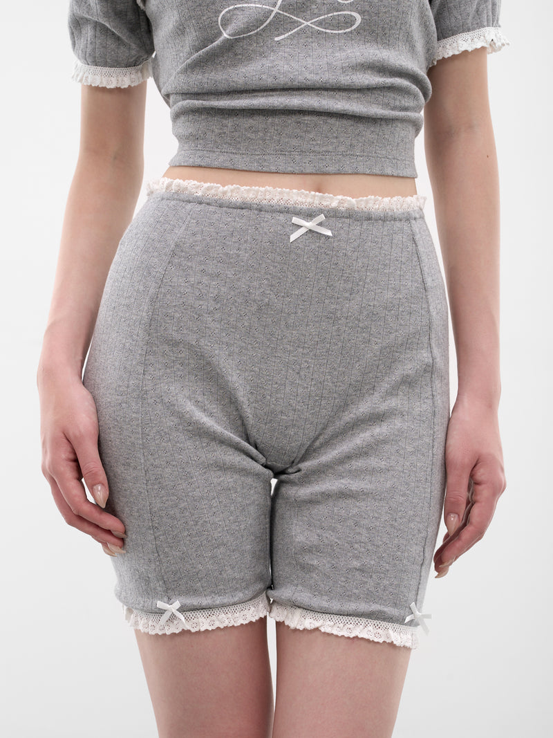 Gray Pointelle Lace Mini Shorts (SS2600TR11-GREY)