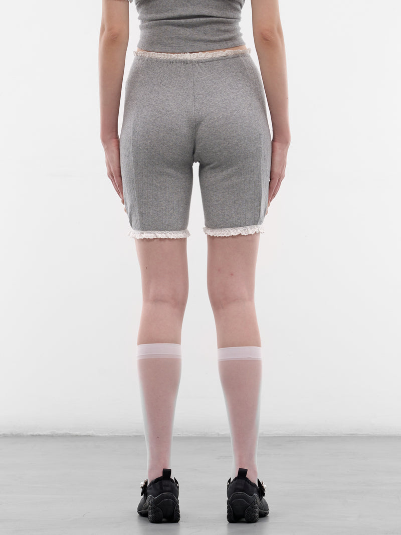 Gray Pointelle Lace Mini Shorts (SS2600TR11-GREY)