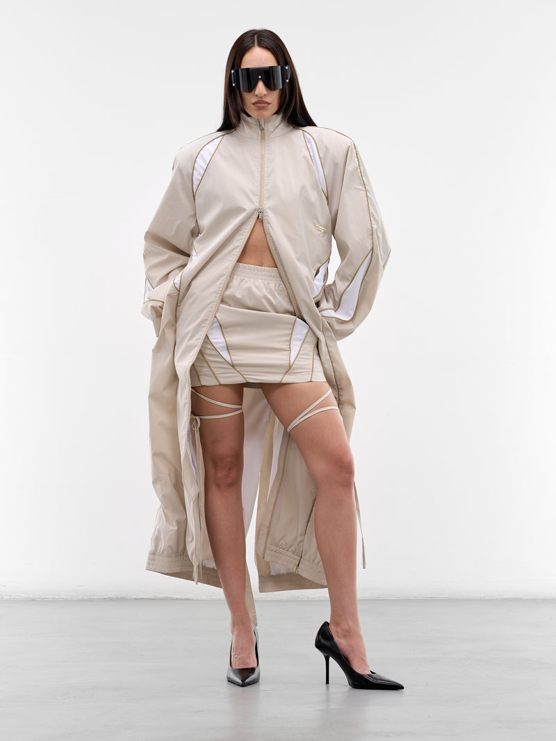 Stone Slash Track Mini Skirt (SS26SK04-W15-STONE)