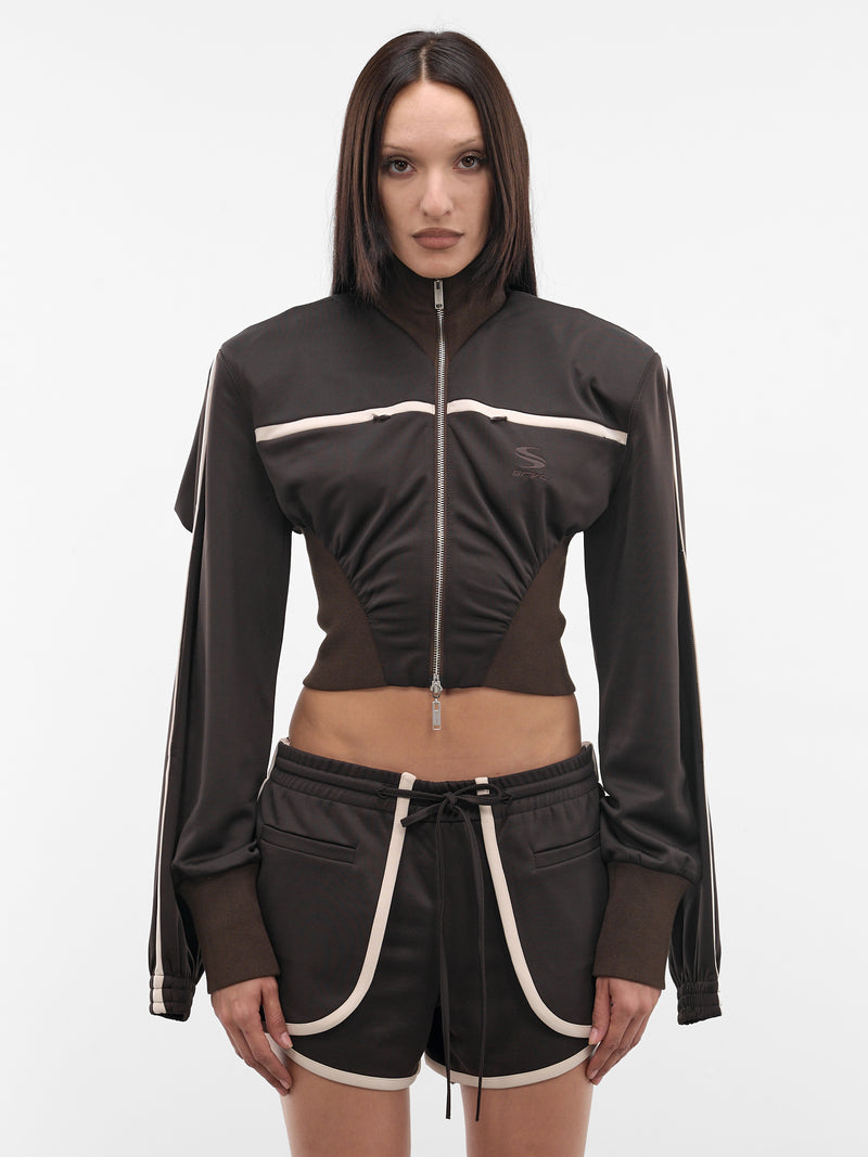 Brown Double Sleeve Zip Jacket (SS26OW07-J58-BROWN)