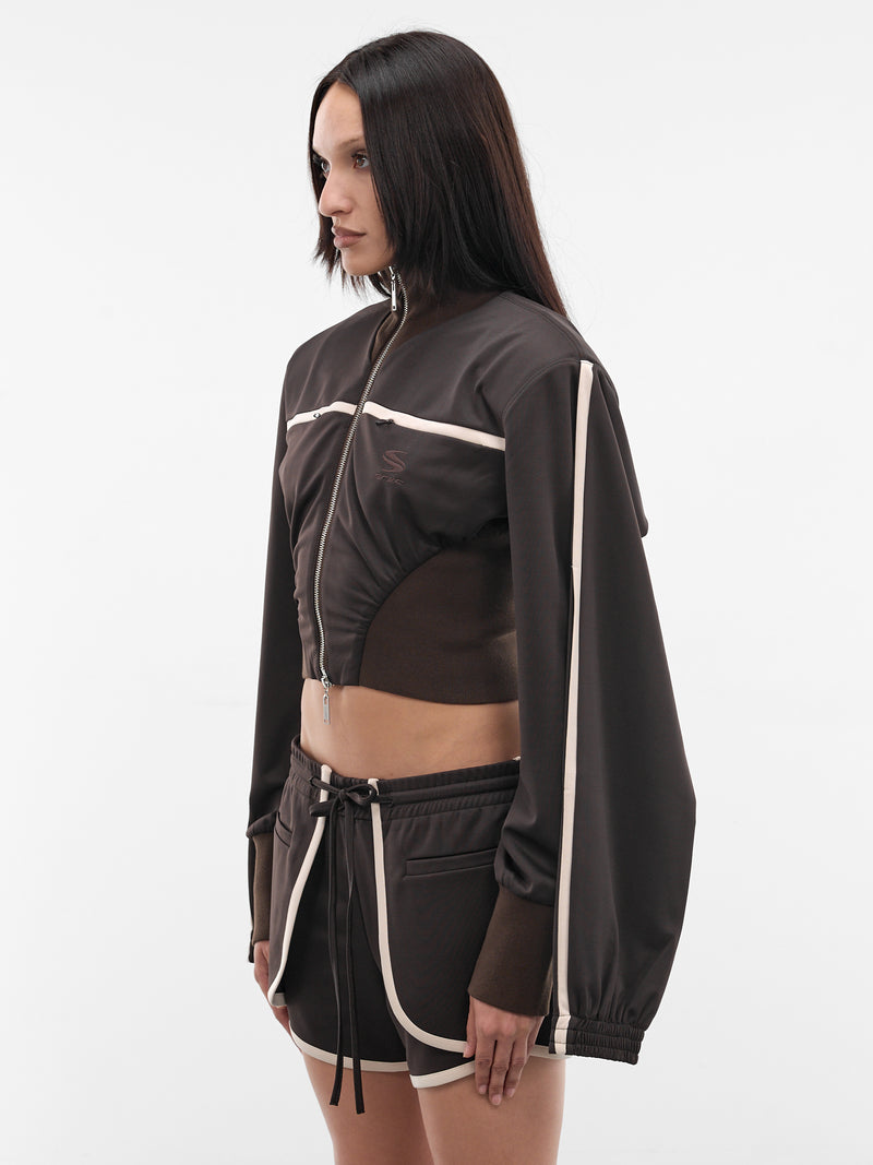 Brown Double Sleeve Zip Jacket (SS26OW07-J58-BROWN)