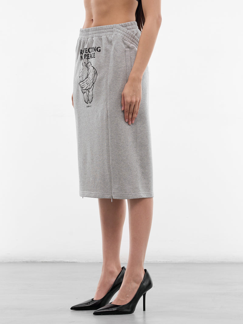 Gray Home Office Midi Skirt (SS26SK05-J04-MARL-GREY)