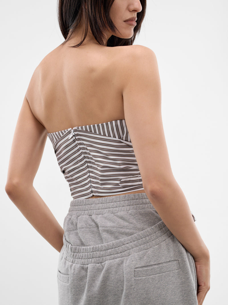 Brown Striped Origami Corset (SS26TP02-W43-BROWN-STRIPE)