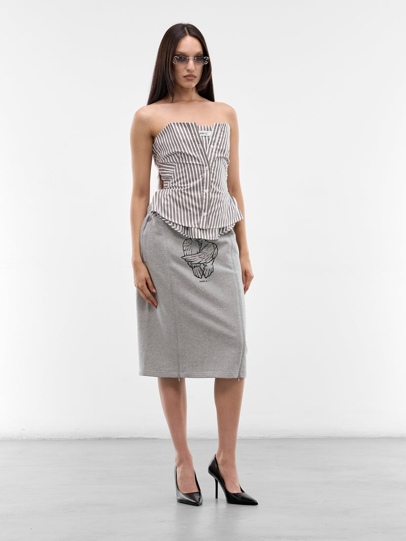 Gray Home Office Midi Skirt (SS26SK05-J04-MARL-GREY)