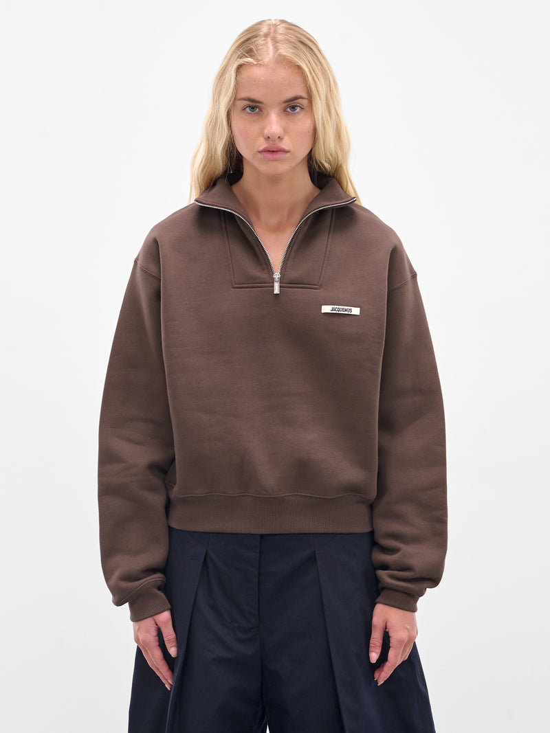 The Brown Zip Neck Sweatshirt (SSW00210AJ00174-DARK-BROWN)
