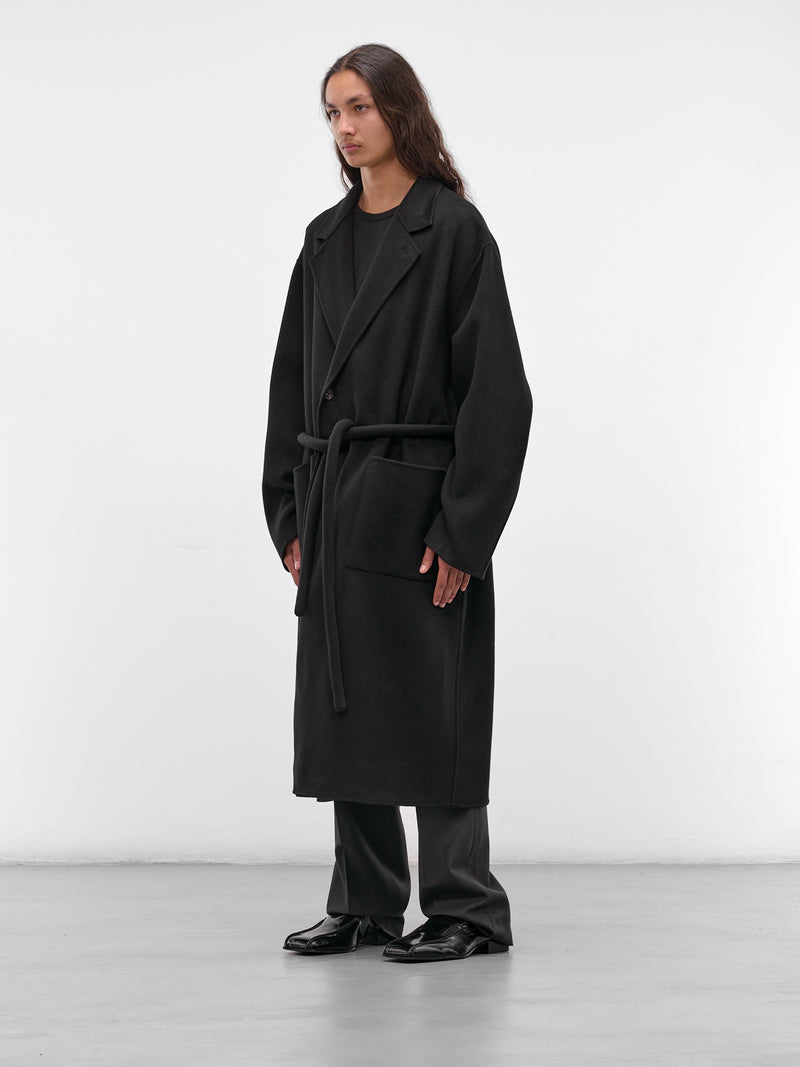 Black Wool-Cashmere Belted Coat (ST-1212-BLACK)