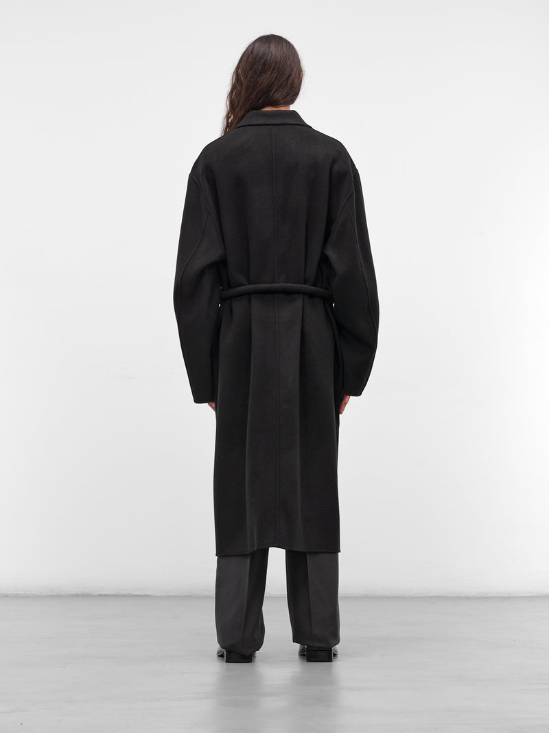 Black Wool-Cashmere Belted Coat (ST-1212-BLACK)