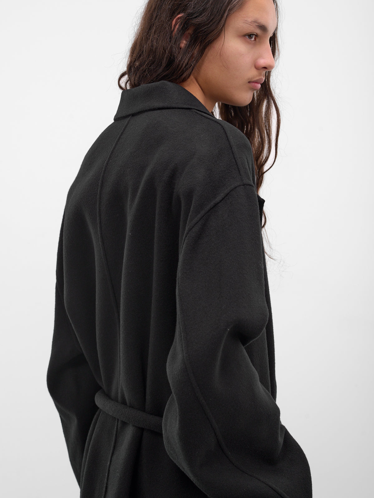 Black Wool-Cashmere Belted Coat (ST-1212-BLACK)