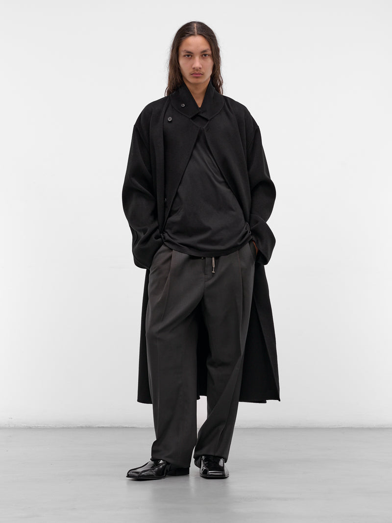 Black Wool-Cashmere Belted Coat (ST-1212-BLACK)