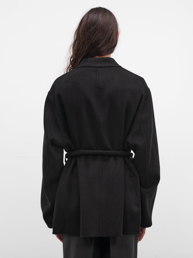 Black Wool-Cashmere Belted Blazer (ST-1213-BLACK)