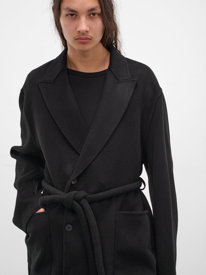 Black Wool-Cashmere Belted Blazer (ST-1213-BLACK)