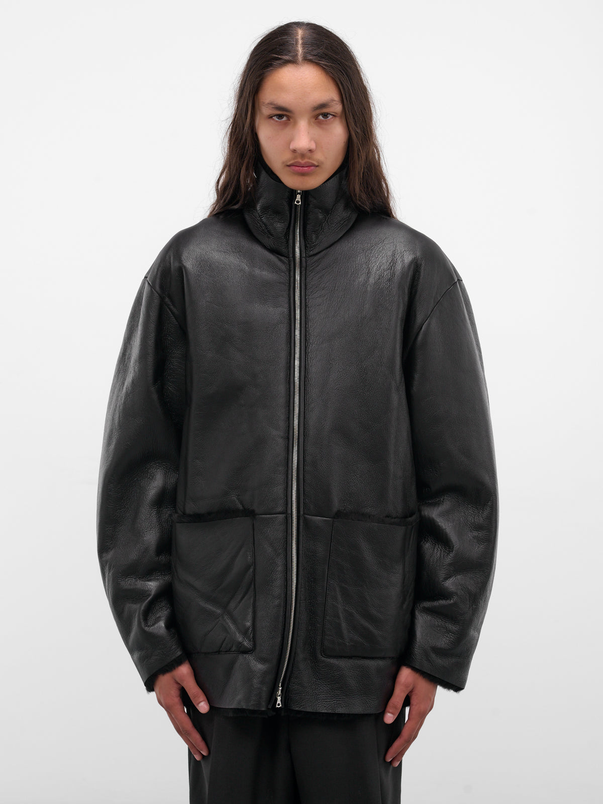 Black Sheep Leather Shearling Jacket (ST-1222-BLACK)