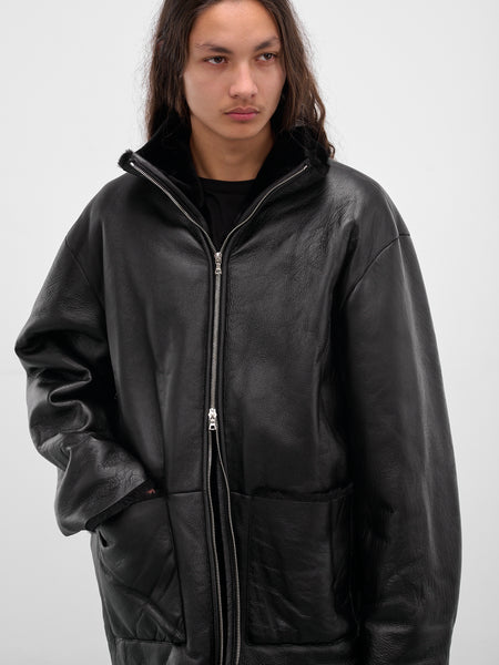 Black Sheep Leather Shearling Jacket (ST-1222-BLACK)