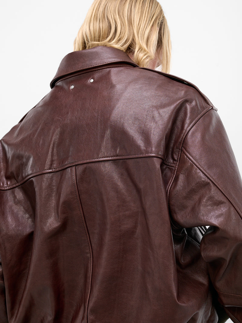 Brown Leather A2 Bomber Jacket (ST-1381-BROWN)