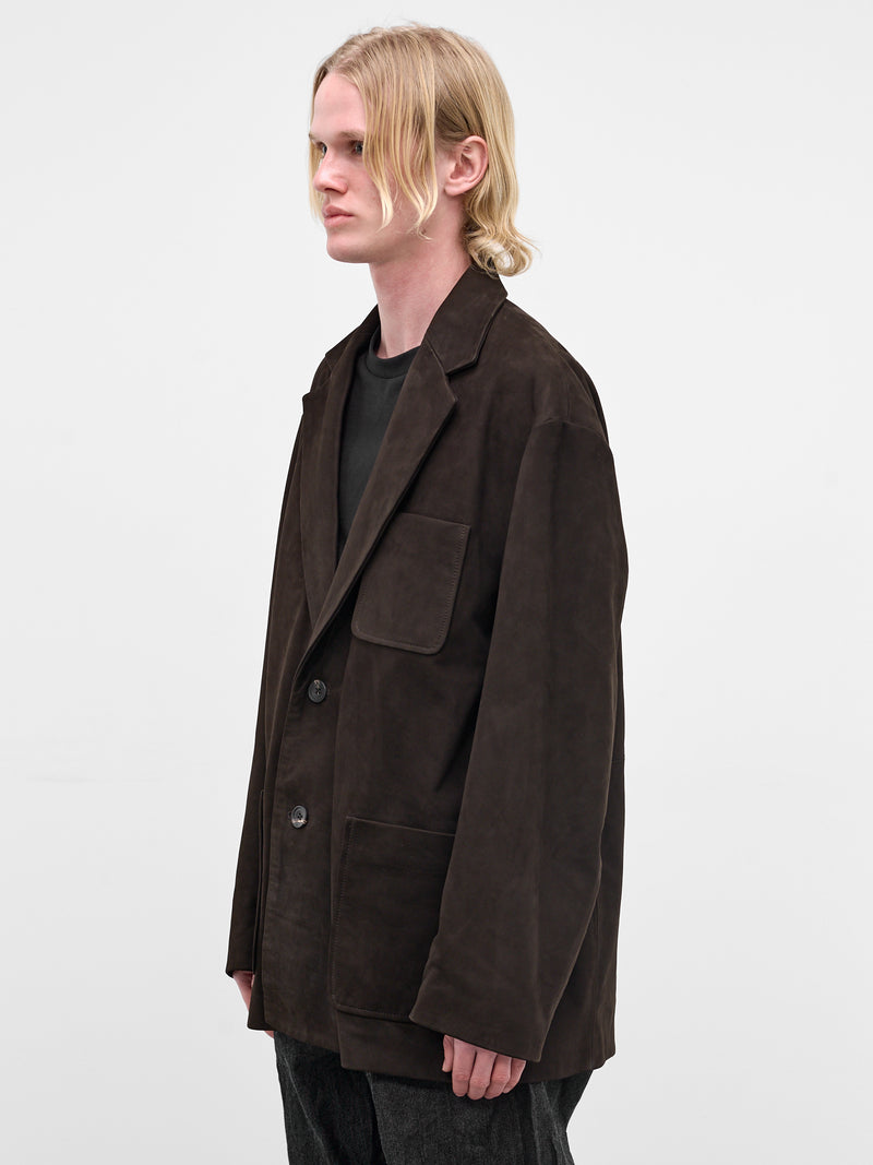 Brown Suede Leather Blazer (ST-1383-DARK-BROWN)