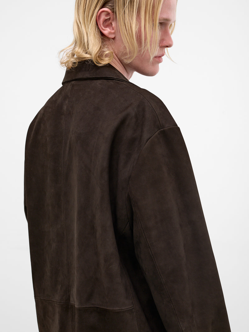 Brown Suede Leather Blazer (ST-1383-DARK-BROWN)