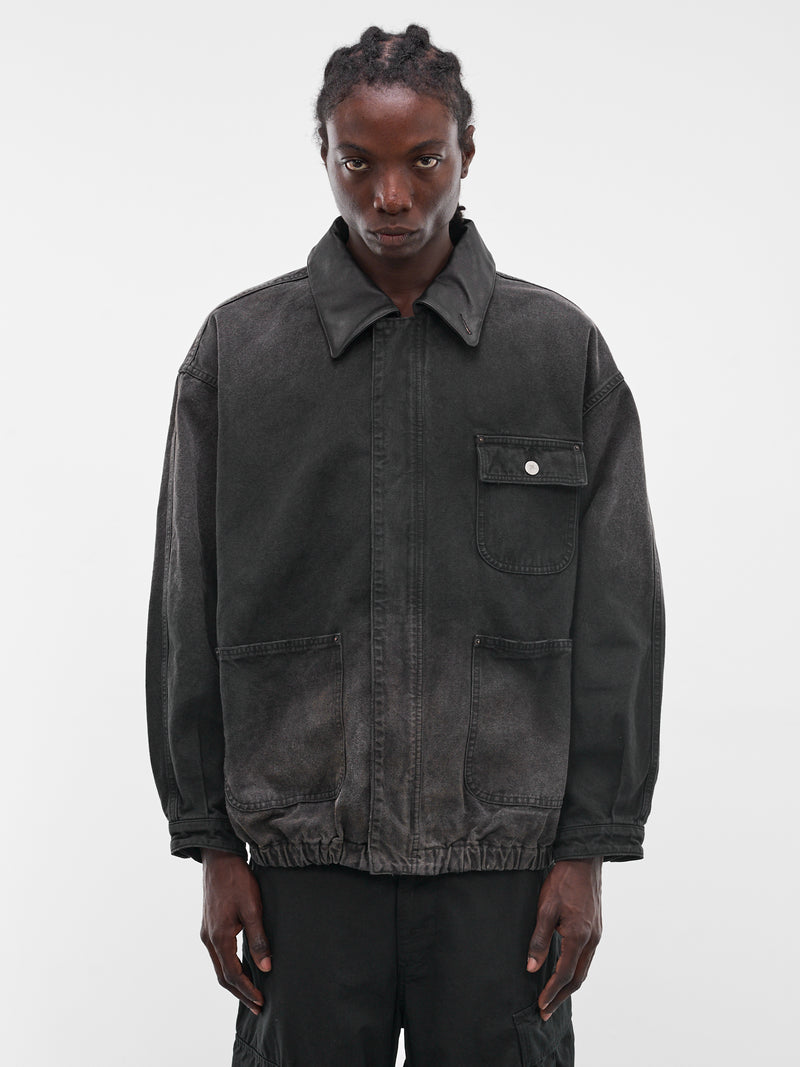 Black Faded Cotton Workwear Jacket (ST-1387-BLACK)