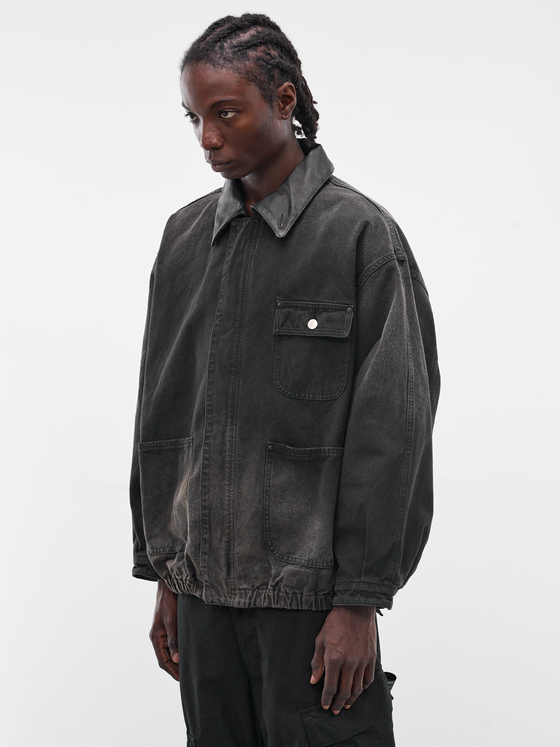 Black Faded Cotton Workwear Jacket (ST-1387-BLACK)