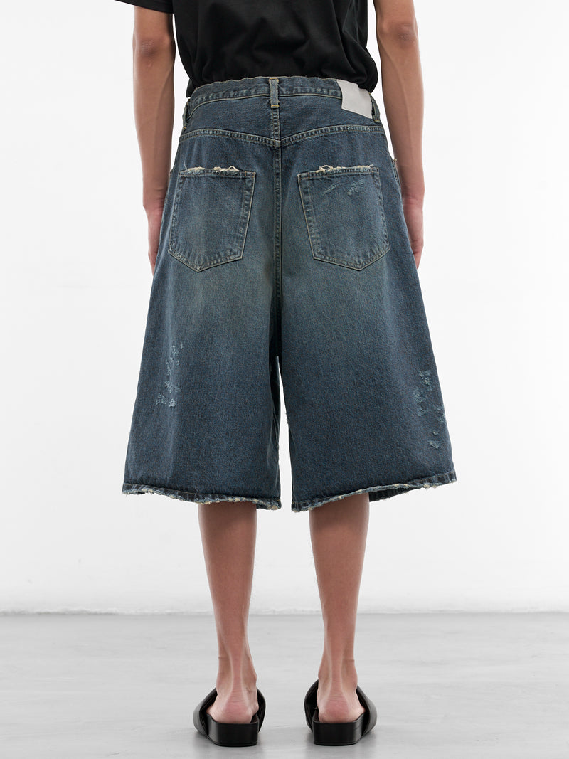 Indigo Denim Distressed Baggy Shorts (ST-1393-INDIGO)
