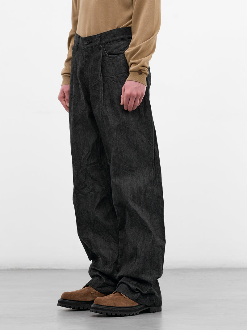 Indigo Denim Pleated Baggy Trousers (ST-1400-INDIGO)