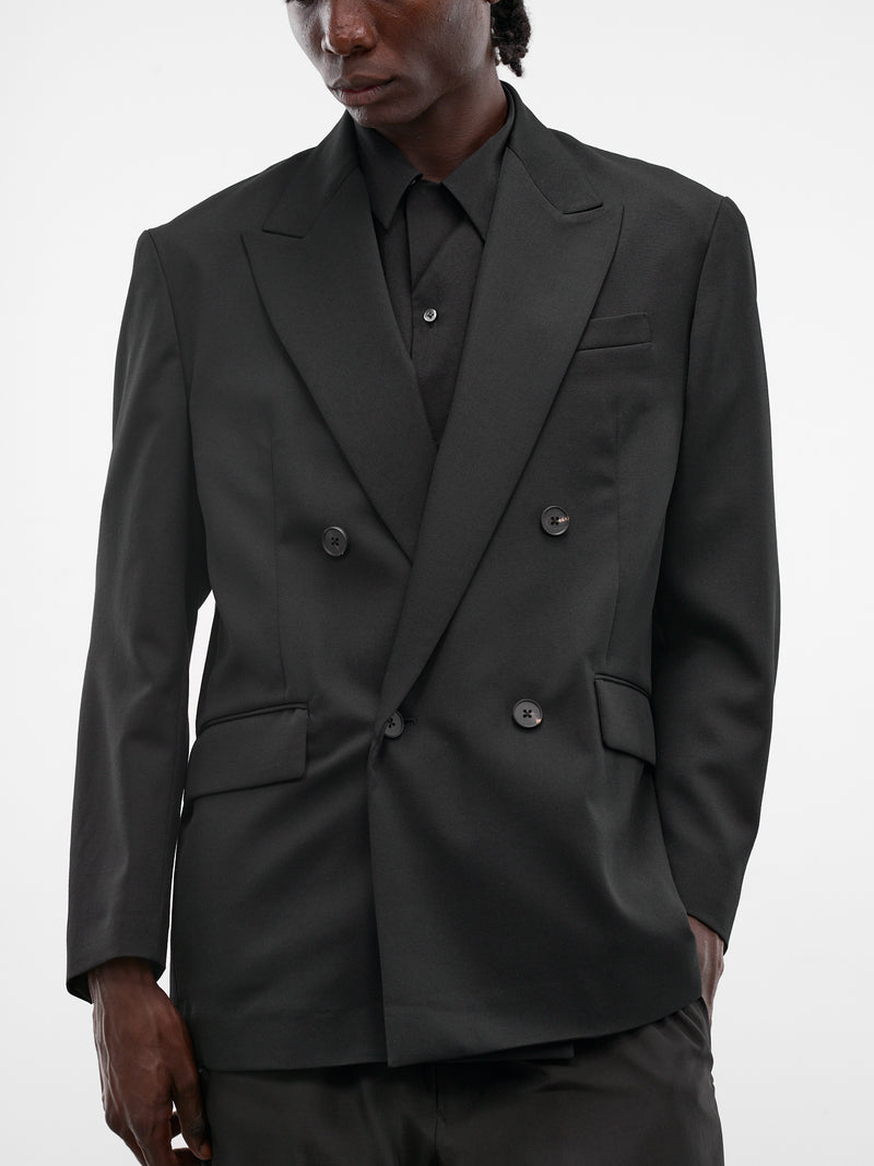 Black Double-Breasted Wool Blazer (ST-1414-BLACK)