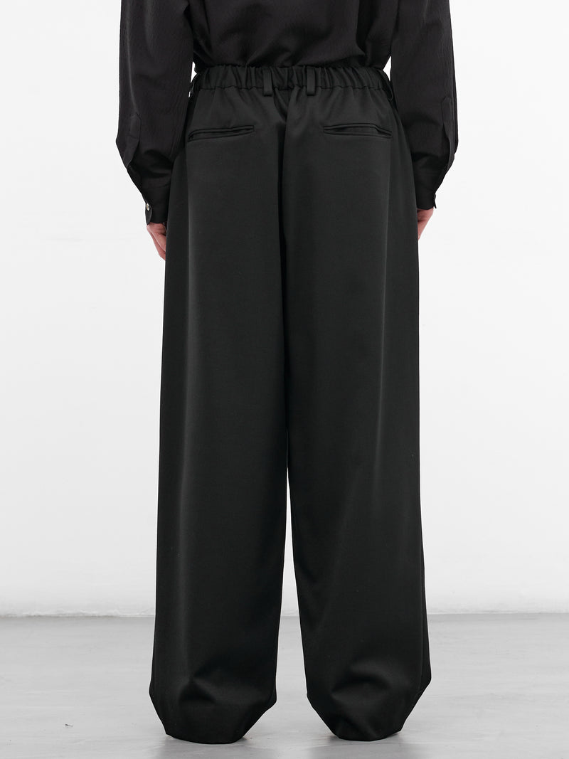 Black Pleated Wool Wide Trousers (ST-1428-BLACK)