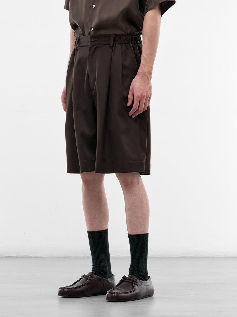 Brown Elasticated Waist Wool Shorts (ST-1435-DARK-BROWN)