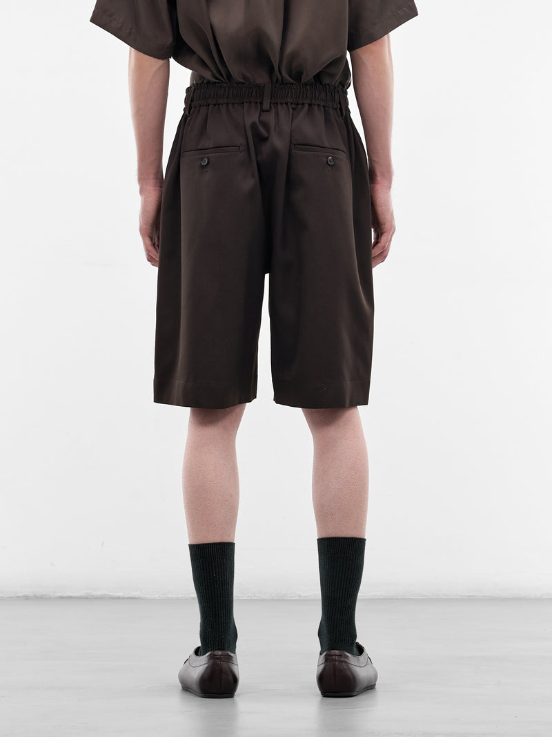 Brown Elasticated Waist Wool Shorts (ST-1435-DARK-BROWN)