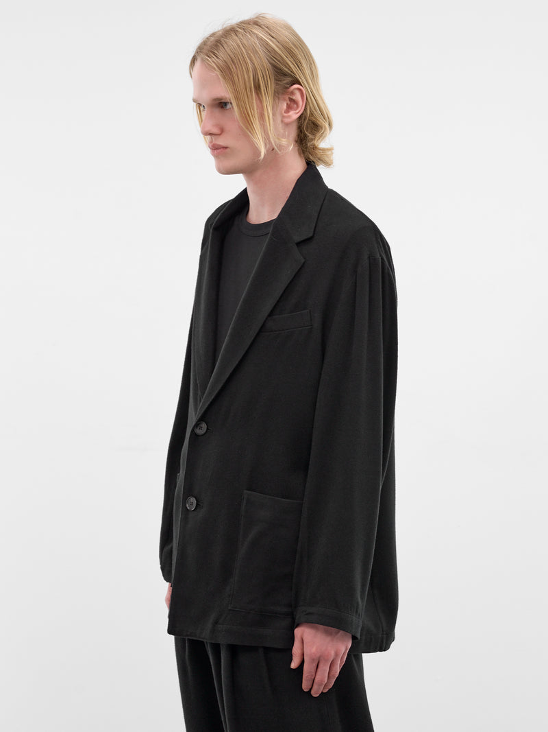 Black Silk-Rayon Relaxed Blazer (ST-1438-BLACK)