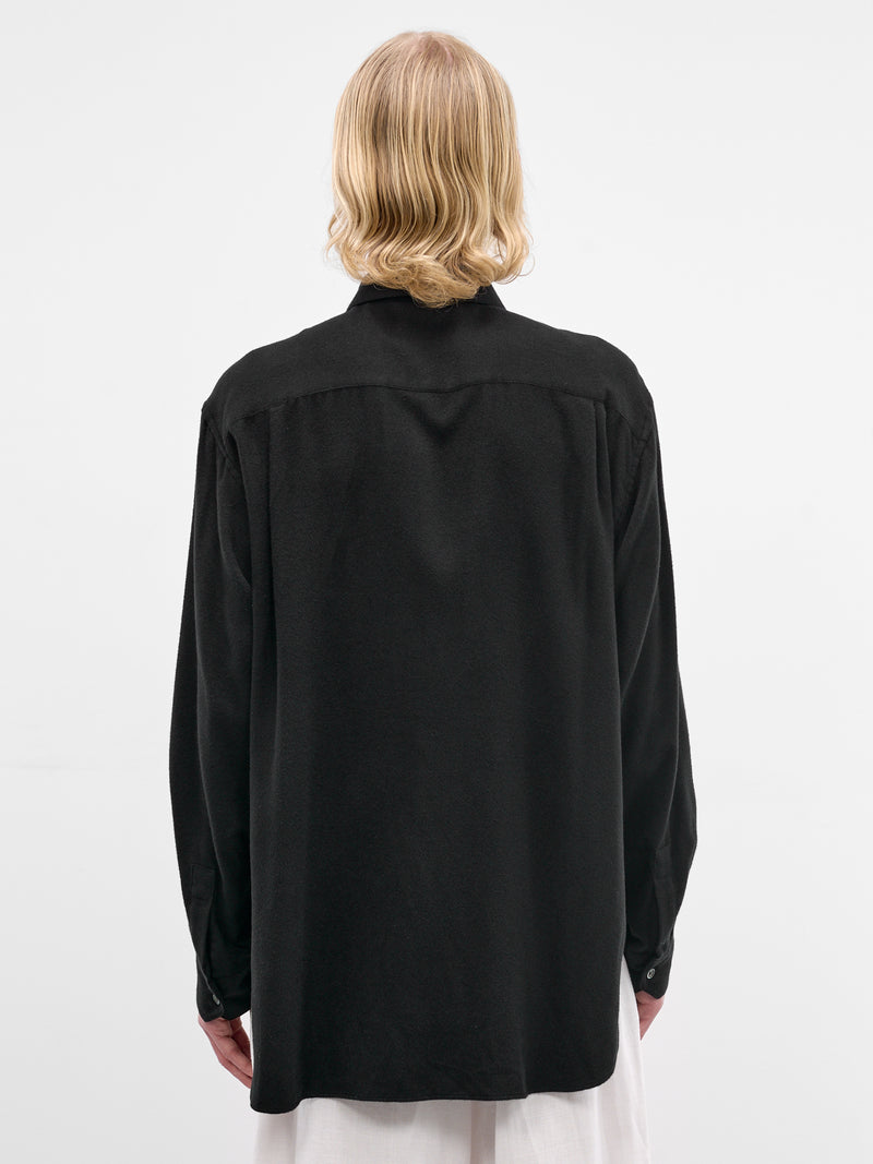 Black Silk-Blend Button-Up Shirt (ST-1440-BLACK)