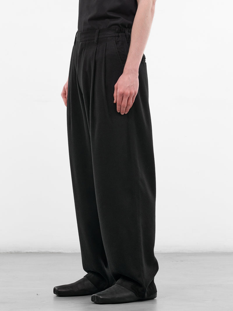 Black Silk-Rayon Pleated Trousers (ST-1441-BLACK)